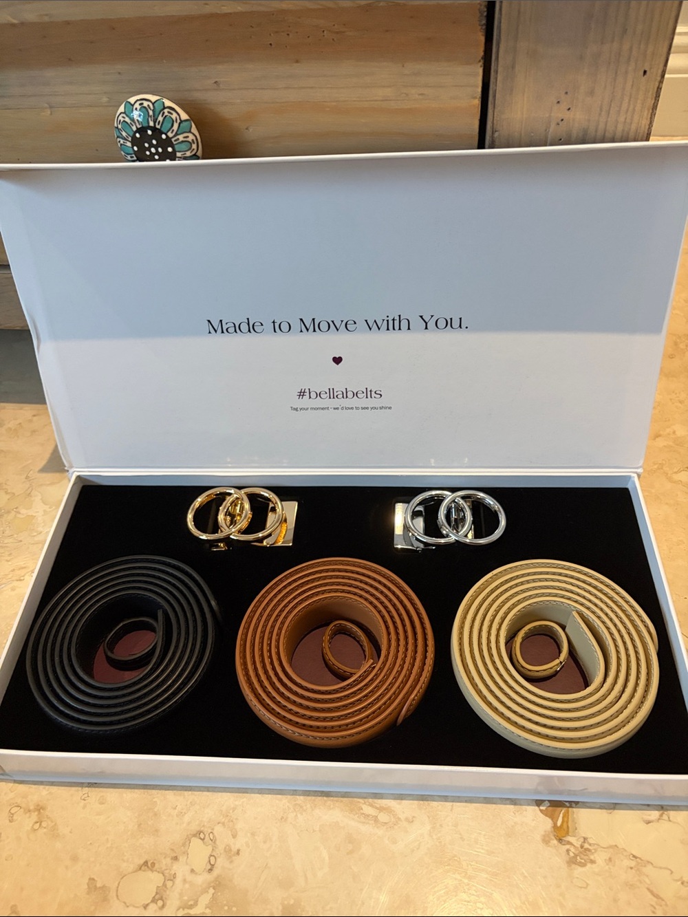 Bella Belts Trio/Black/ Light Brown- Beige